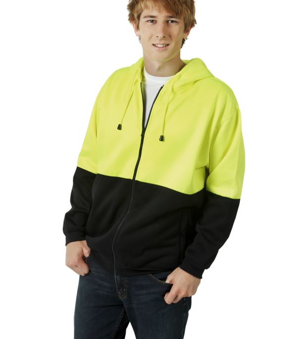 Hi Vis Fleecy Hoodie with Full Zip Front