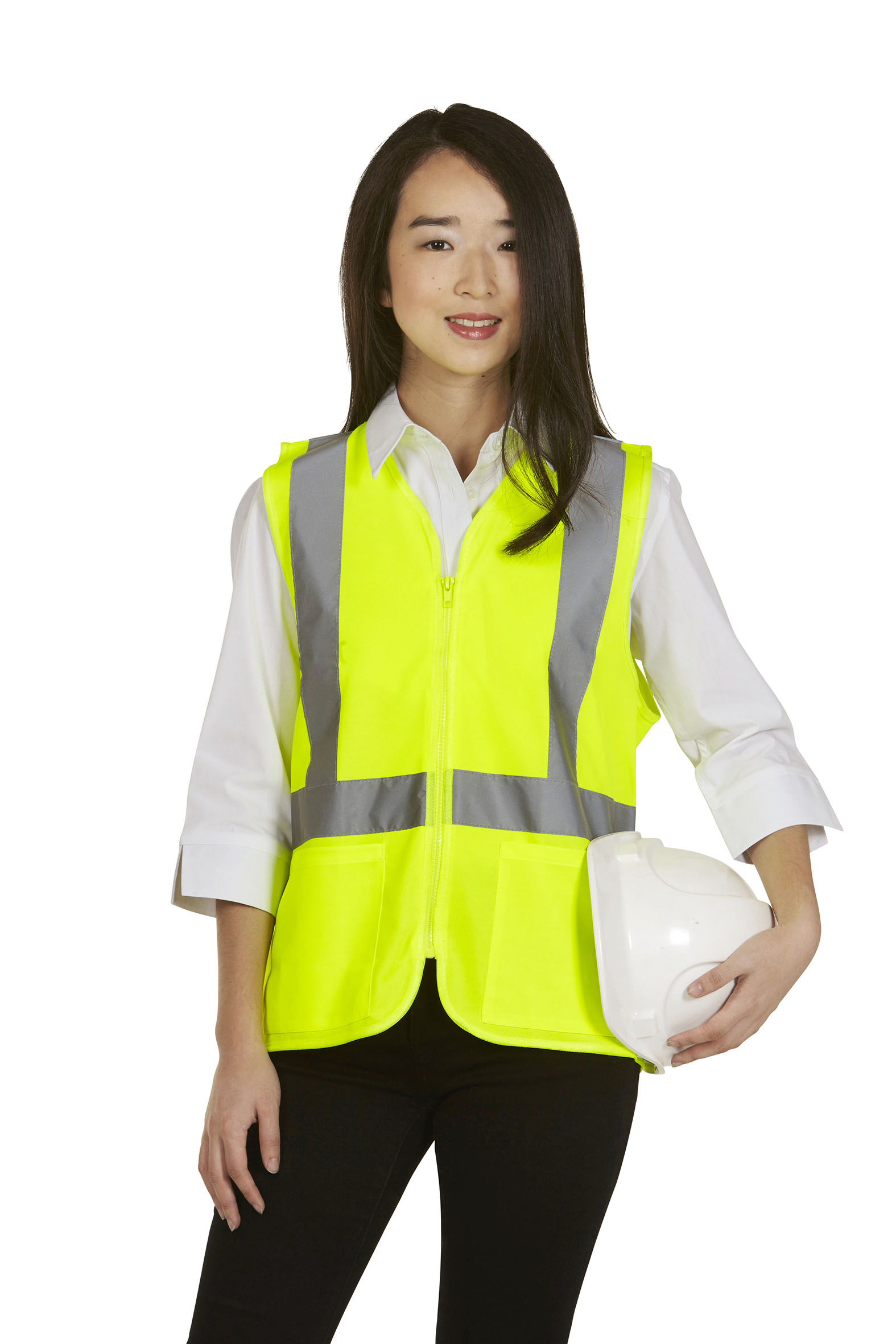Hi Vis Safety Day/Night Vest with Zip and Pockets