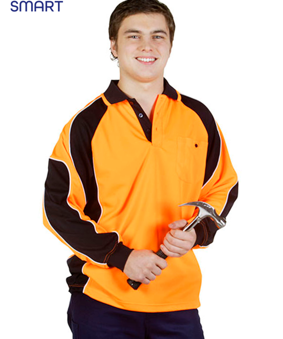 Hi Vis Cooldry Side Panel Polo Long Sleeve