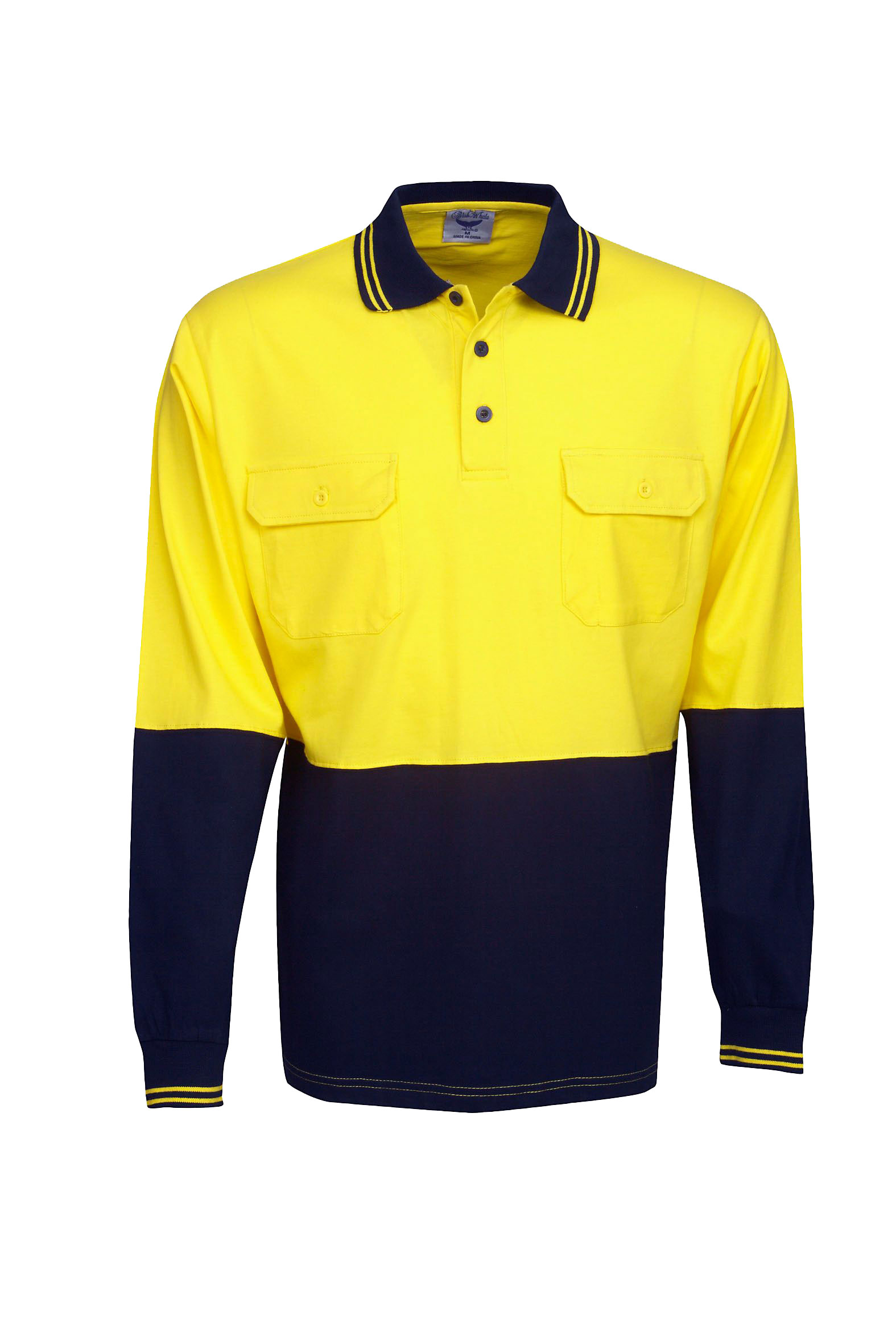 100% Cotton Hi Vis Polo - Long Sleeve - Image 2