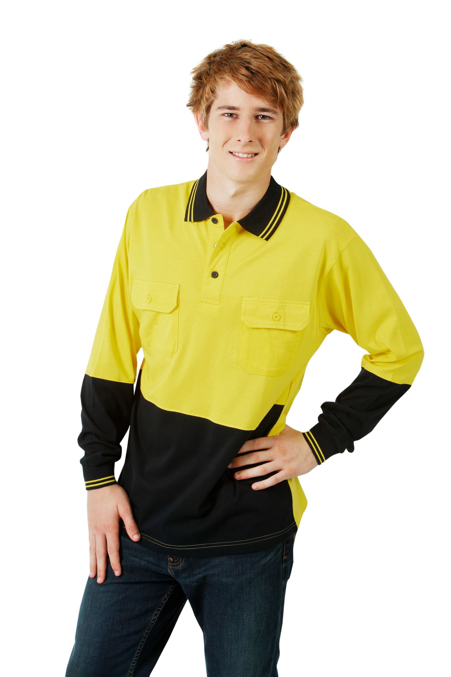 100% Cotton Hi Vis Polo - Long Sleeve
