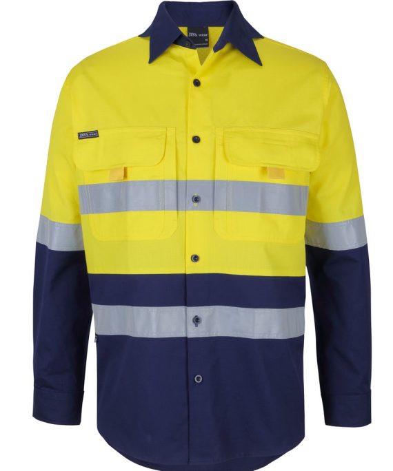 JB's Wear 6DNRL Hi Vis (D+N) L/S Ripstop Work Shirt