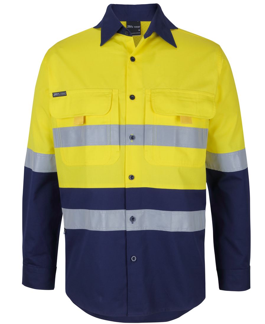 JB's Wear 6DNRL Hi Vis (D+N) L/S Ripstop Work Shirt