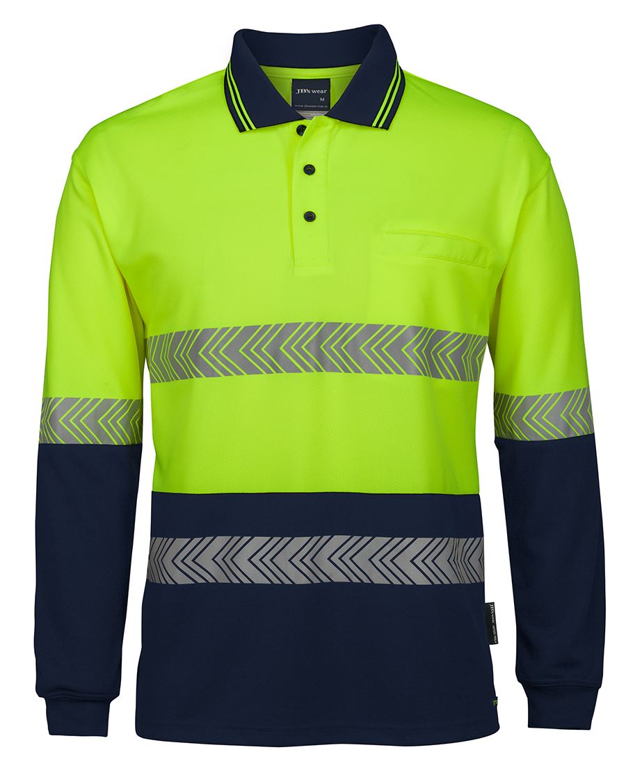 JB's Wear 6HLST Hi Vis L/S Segmented Tape Polo