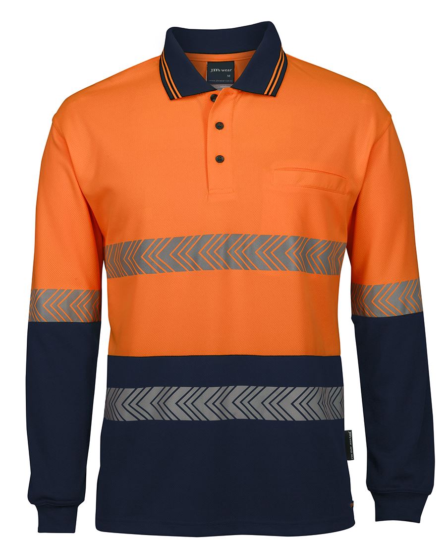 JB's Wear 6HLST Hi Vis L/S Segmented Tape Polo - Image 2