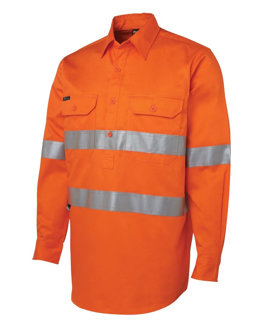 JB's Wear 6HWCF Hi Vis (D+N) Close Front L/S 190G Work Shirt - Image 3