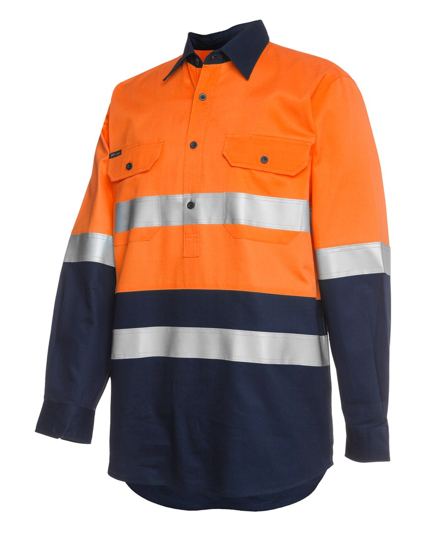 JB's Wear 6HWCF Hi Vis (D+N) Close Front L/S 190G Work Shirt - Image 4