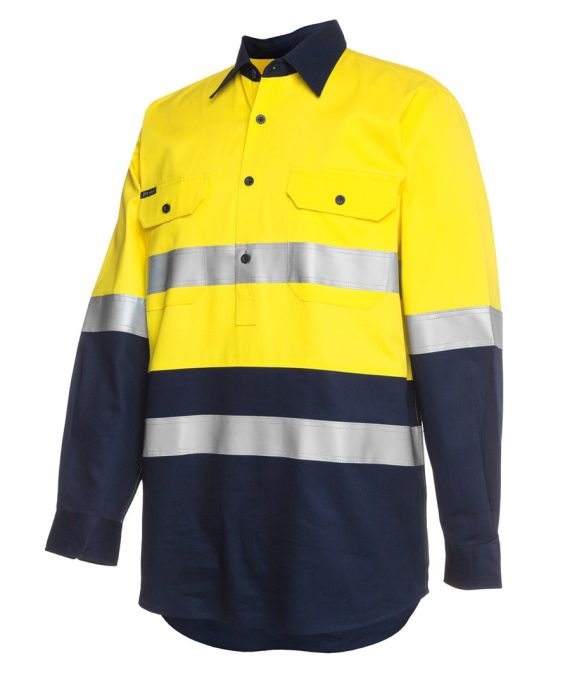 JB's Wear 6HWCF Hi Vis (D+N) Close Front L/S 190G Work Shirt