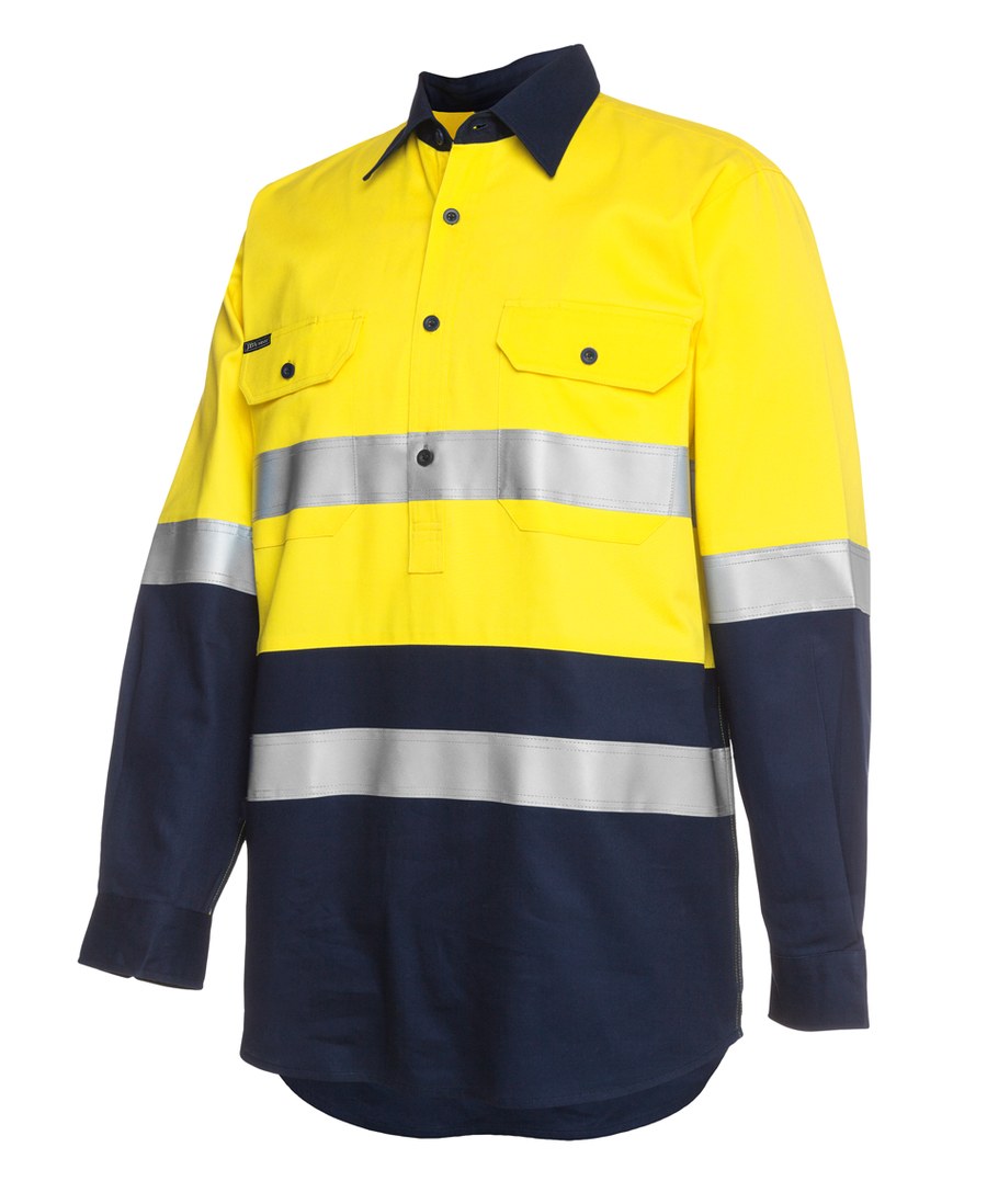 JB's Wear 6HWCF Hi Vis (D+N) Close Front L/S 190G Work Shirt