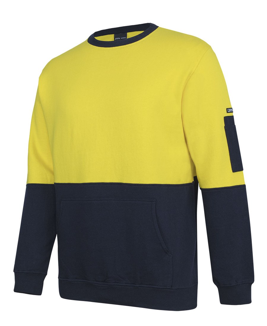 JB's Wear 6HVCM Hi Vis 310 Cotton Crew Neck Fleece