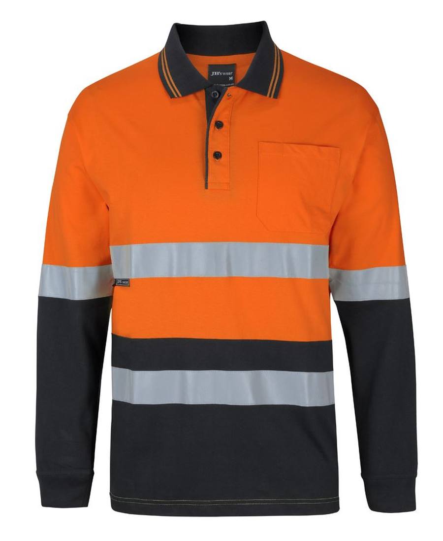 JB's Wear 6DCPL Hi Vis (D+N) L/S Cotton Polo
