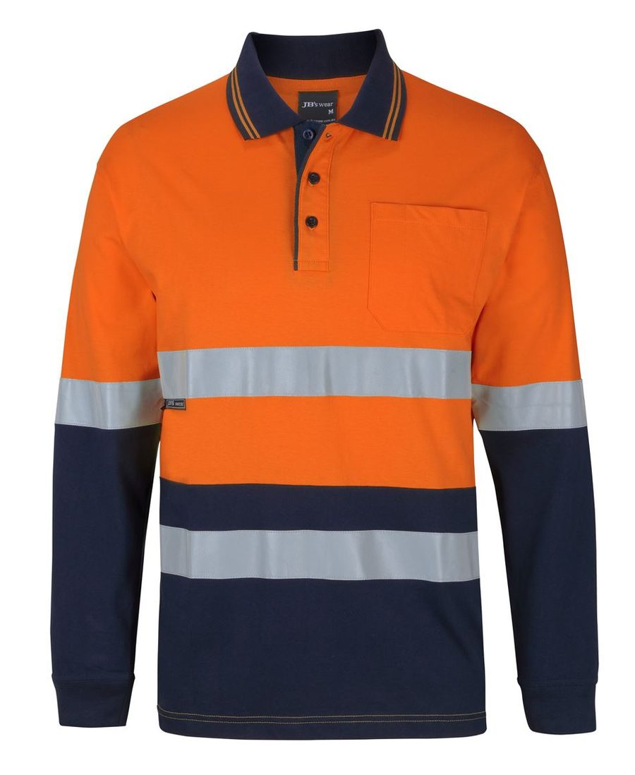 JB's Wear 6DCPL Hi Vis (D+N) L/S Cotton Polo - Image 3