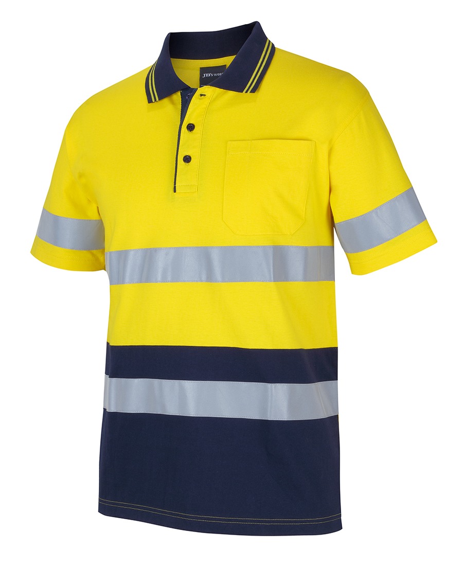 JB's Wear 6DCPS Hi Vis (D+N) S/S Cotton Polo