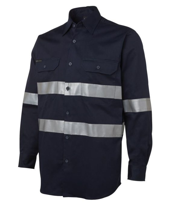 JB's Wear 6HDNL L/S 190G Work Shirt With Reflective Tape
