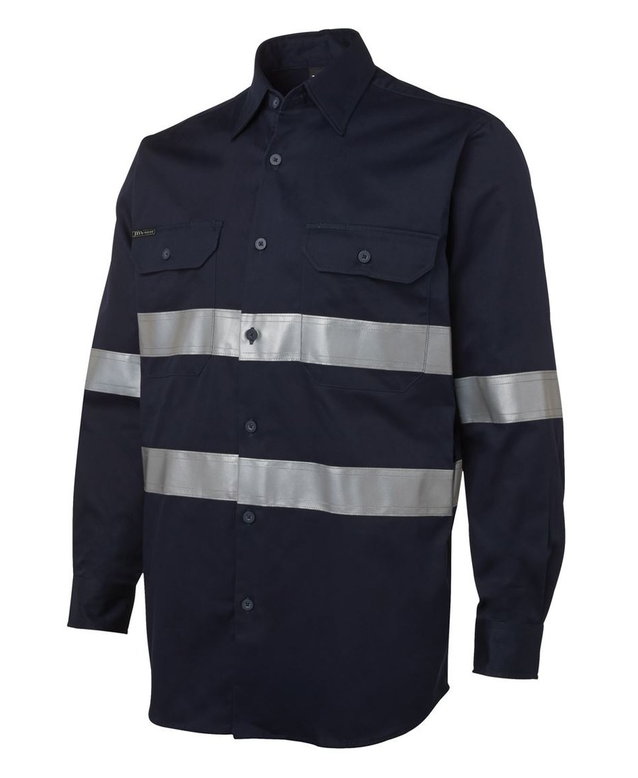 JB's Wear 6HDNL L/S 190G Work Shirt With Reflective Tape