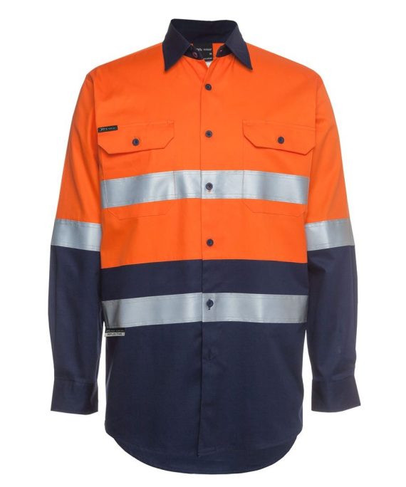 JB's Wear 6HLS Hi Vis L/S (D+N) 190G Work Shirt