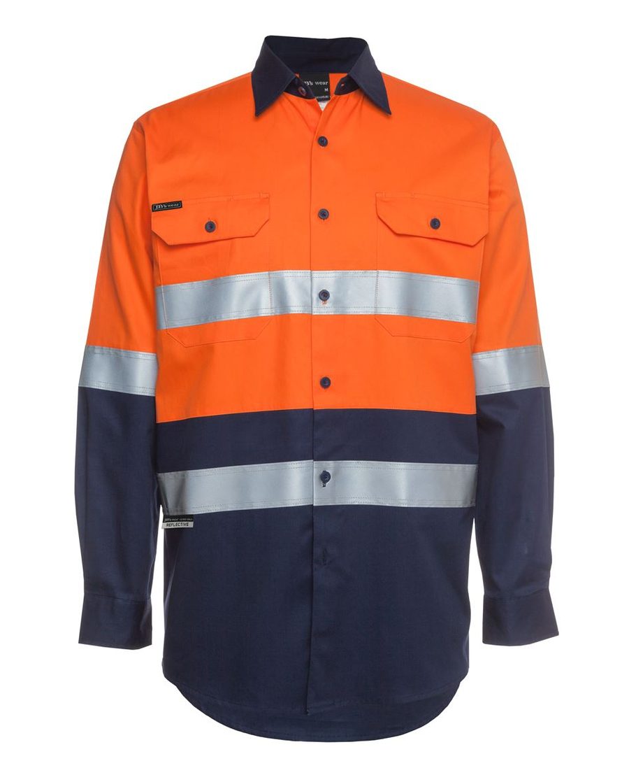JB's Wear 6HLS Hi Vis L/S (D+N) 190G Work Shirt