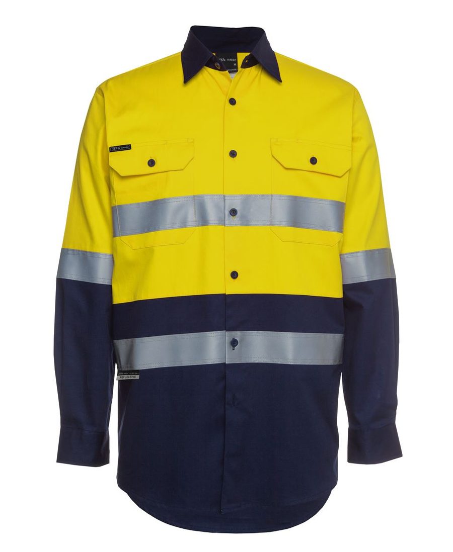 JB's Wear 6HLS Hi Vis L/S (D+N) 190G Work Shirt - Image 3