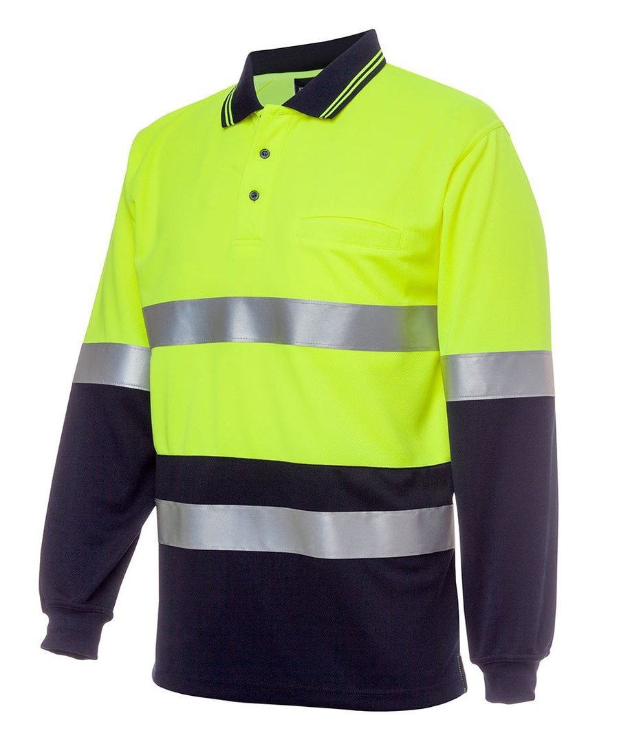 JB's Wear 6HMCB Hi Vis L/S (D+N) Cotton Back Polo - Image 3
