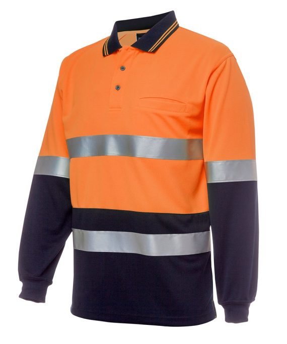 JB's Wear 6HMCB Hi Vis L/S (D+N) Cotton Back Polo