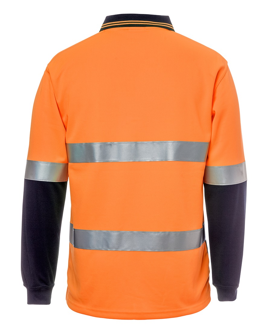 JB's Wear 6HMCB Hi Vis L/S (D+N) Cotton Back Polo - Image 2