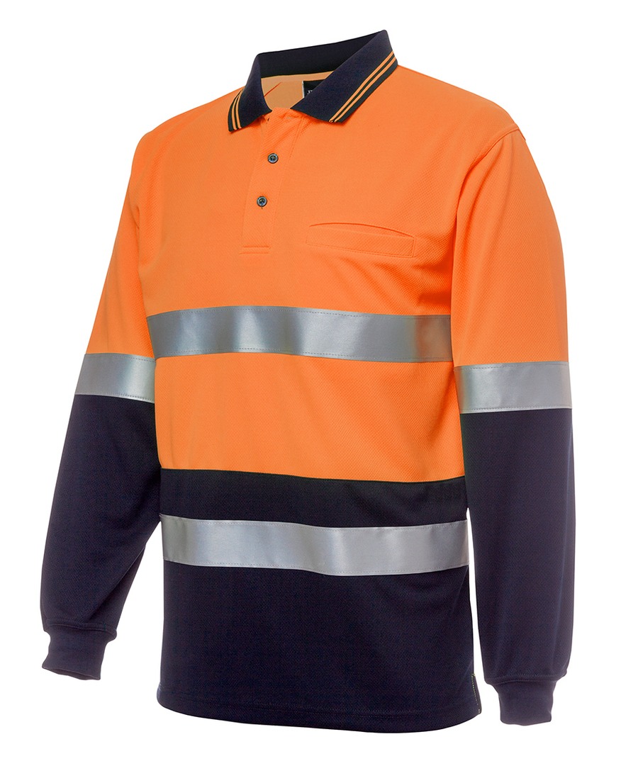 JB's Wear 6HMCB Hi Vis L/S (D+N) Cotton Back Polo