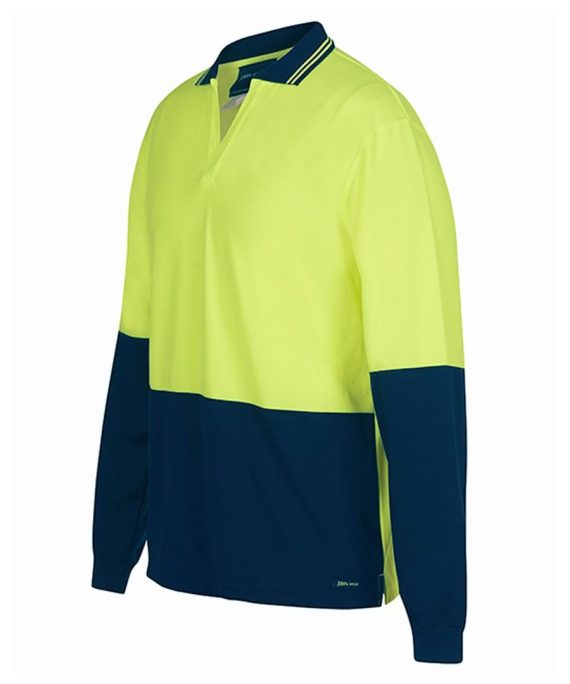 JB's Wear 6HNBL Hi Vis L/S Non Button Polo