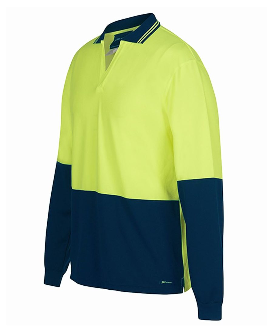 JB's Wear 6HNBL Hi Vis L/S Non Button Polo