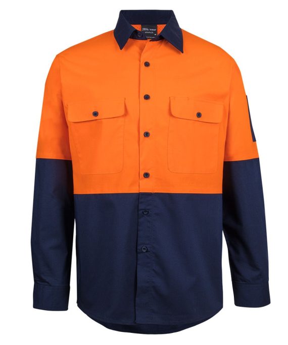 JB's Wear 6HRFL Hi Vis Class F Ripstop L/S Work Shirt