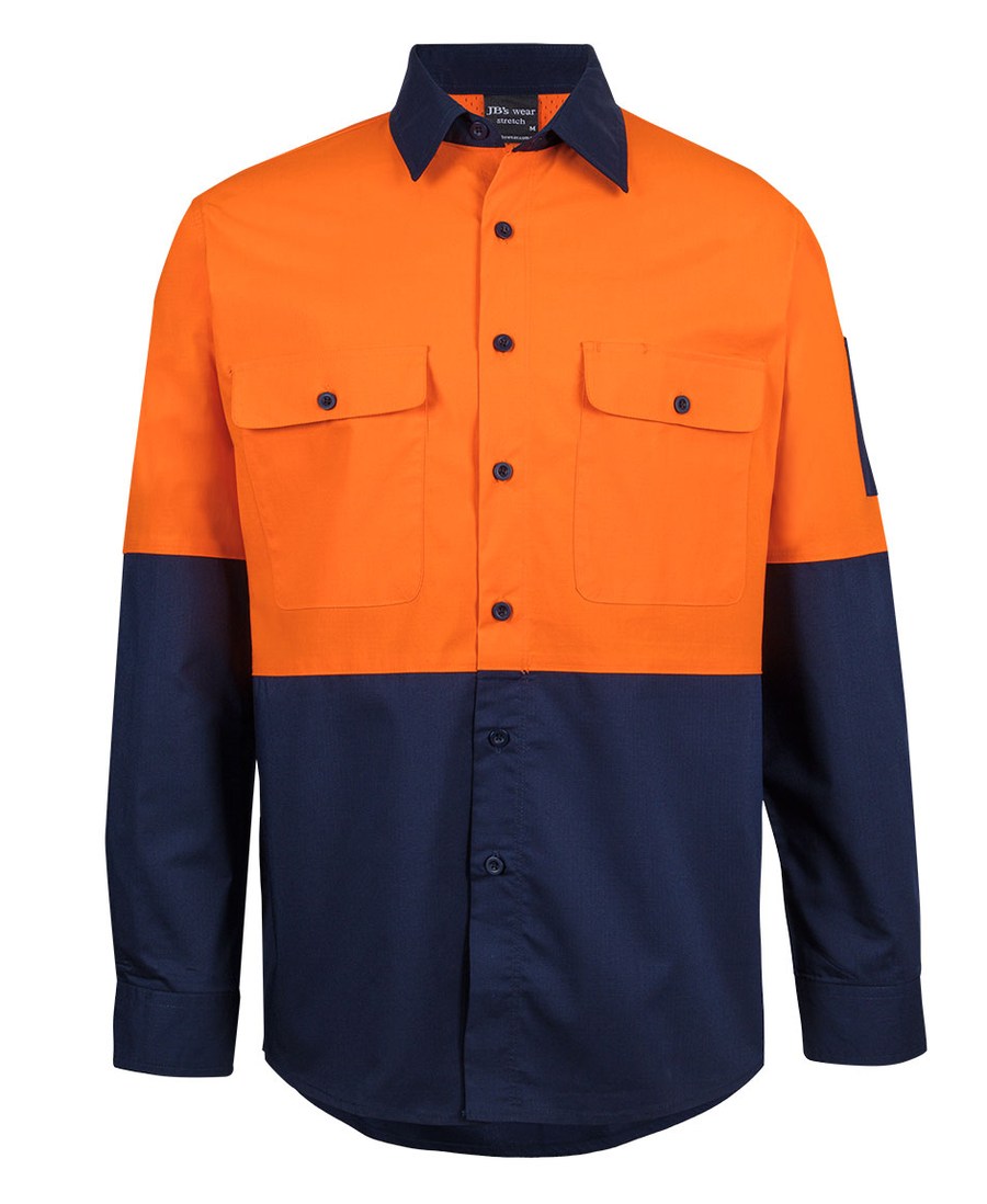 JB's Wear 6HRFL Hi Vis Class F Ripstop L/S Work Shirt