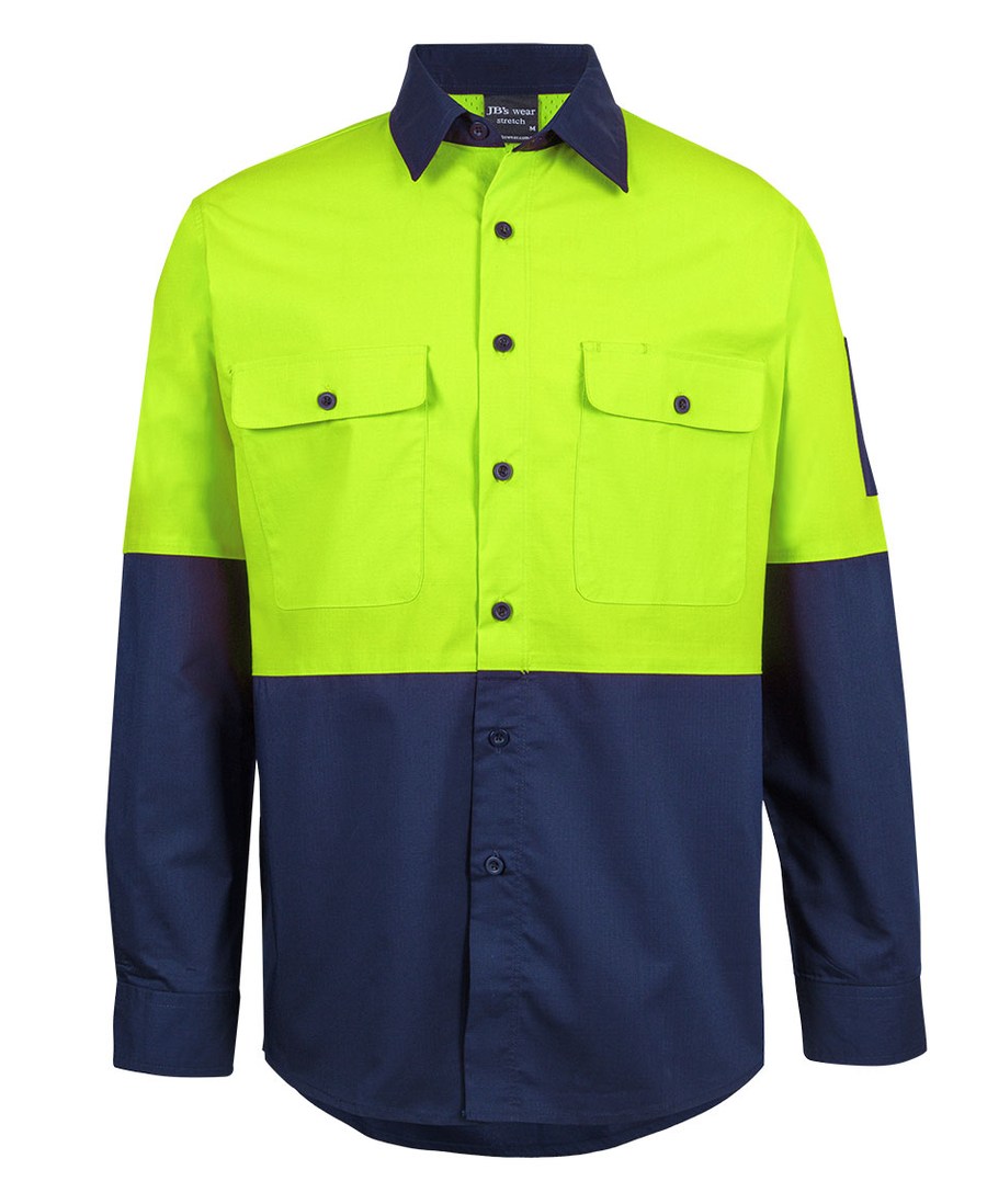JB's Wear 6HRFL Hi Vis Class F Ripstop L/S Work Shirt - Image 3