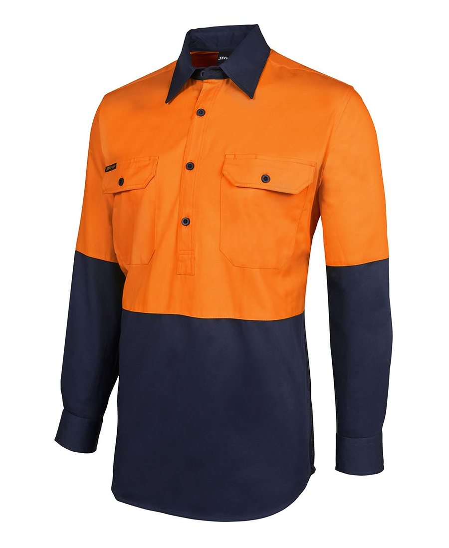 JB's Wear 6HVCF Hi Vis Close Front L/S Work Shirt