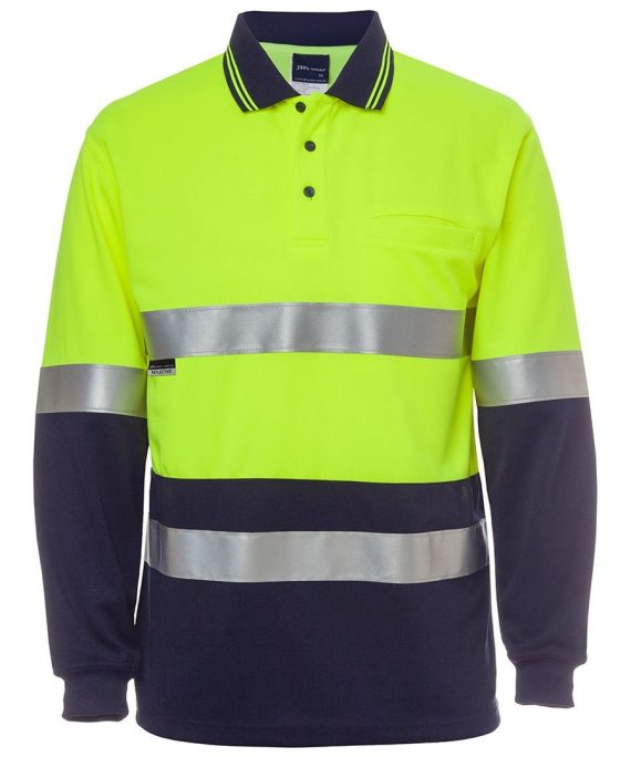 JB's Wear 6HVSL Hi Vis L/S (D+N) Traditional Polo