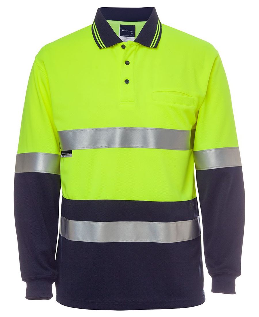 JB's Wear 6HVSL Hi Vis L/S (D+N) Traditional Polo