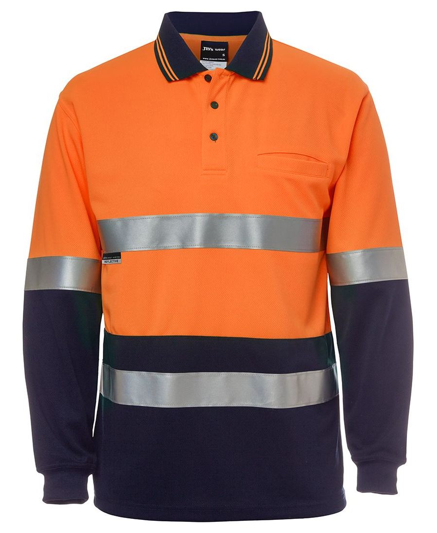 JB's Wear 6HVSL Hi Vis L/S (D+N) Traditional Polo - Image 2